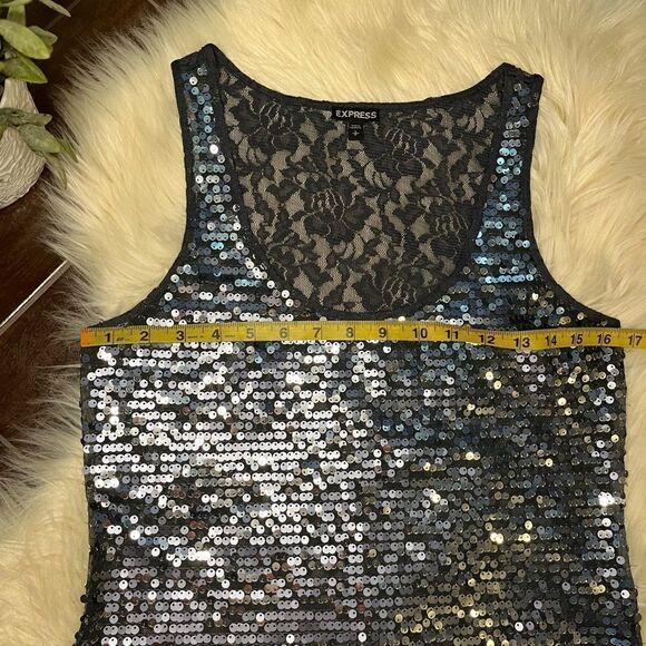 Express sequin grey tank top sz small - Picture 5 of 6